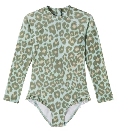 Zimmermann Kids' Leopard-print Swimsuit In Green