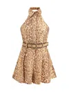 Zimmermann Leopard Short Dress In Brown
