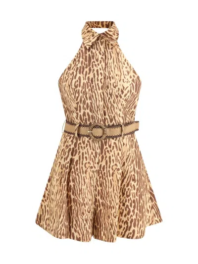Zimmermann Leopard Short Dress In Multi