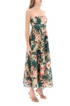 Zimmermann Lexi Strapless Floral-print Linen Midi Dress In Multi