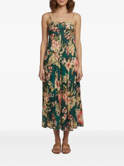 Pre-owned Zimmermann Lexi Floral-print Midi Dress In Green
