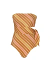 Zimmermann Lexi Metallic Scarf Tie One Piece Caramel In Brown