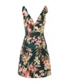 Zimmermann + Net Sustain Lexi Tie-detailed Floral-print Linen Mini Dress In Green