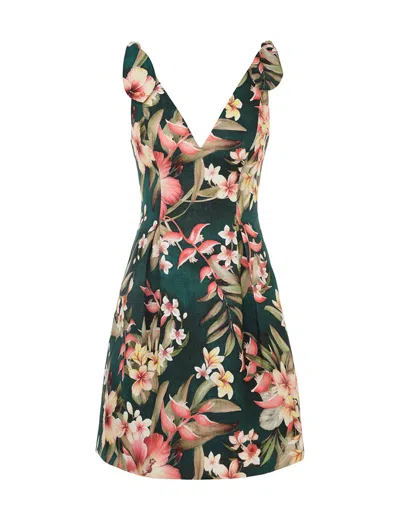 Zimmermann Lexi Tie Mini Dress Green Palm
