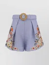 ZIMMERMANN LEXI TUCK SHORTS WITH MULTICOLORED FLORAL PATTERN