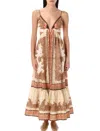 Zimmermann Light Beige Maxine Plunge Maxi Dress In Beige