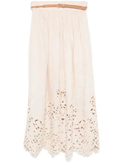 Zimmermann Light Beige Wylie Midi Skirt