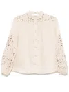 Zimmermann Balloon Sleeves Embroidered Linen Blouse In Neutral