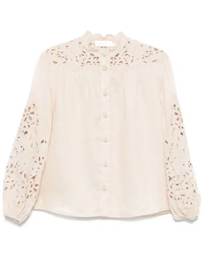ZIMMERMANN LIGHT BEIGE WYLIE SHIRT