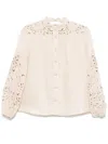Zimmermann Balloon Sleeves Embroidered Linen Blouse In Neutral