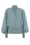 Zimmermann Light Blue Cotton Blend Hypnotic Sweater In Blue