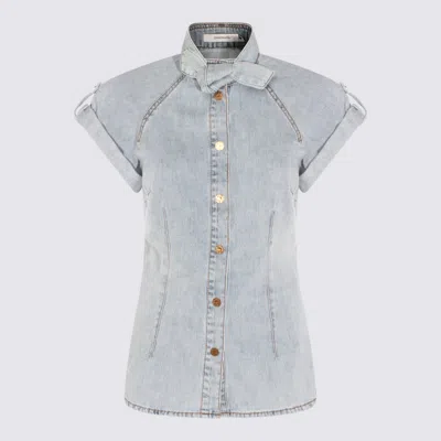 Zimmermann Light Blue Cotton Shirt In White