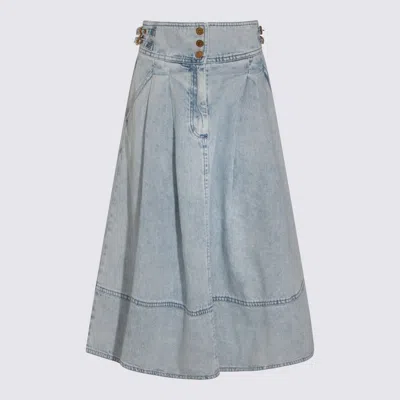 ZIMMERMANN LIGHT BLUE COTTON SKIRT