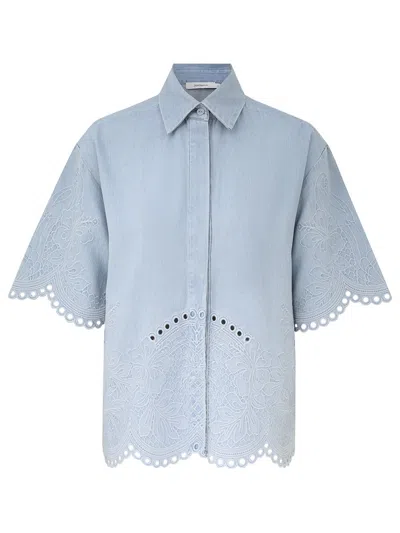 Zimmermann Womens Ice Storm Daylight Embroidered Denim Shirt In Blue