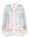 Zimmermann Womens Illuminate Printed Relaxed-fit Silk Shirt Blue Agate Xl