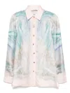 Zimmermann Womens Illuminate Printed Relaxed-fit Silk Shirt Blue Agate Xl