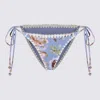 Zimmermann Awaken Crochet-trimmed Embellished Floral-print Bikini Briefs In Blue