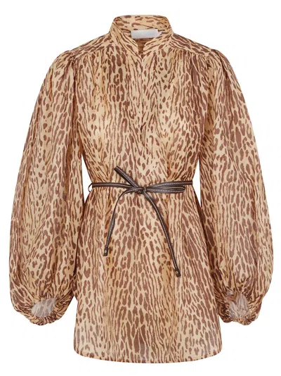 Zimmermann Light Brown Leopard Print Cascadian Tunic