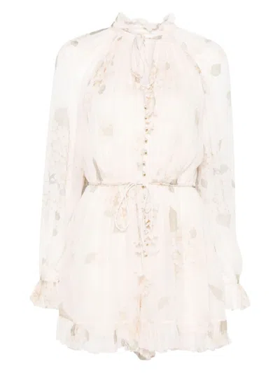 ZIMMERMANN LIGHT PINK FLORAL-PRINT PLAYSUIT