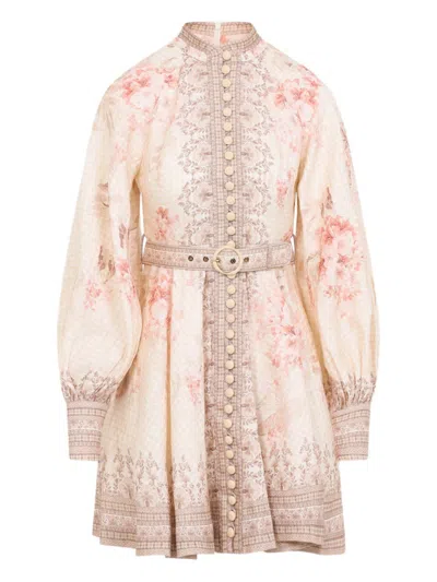 ZIMMERMANN LIGHT PINK PRINTED MINI DRESS