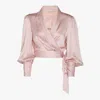 Zimmermann Long-sleeved Silk Wrap Top In Pink