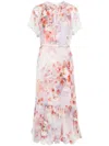 Zimmermann Light Red Floral Dress With Belt In Multi
