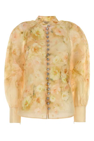 Zimmermann Crush Floral-print Linen-blend Blouse In Multicolor