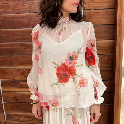 Zimmermann Lightburst Billow Blouse In Cream/red In Multi