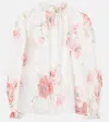 Zimmermann Lightburst Ruffled Floral-print Cotton And Silk-blend Voile Blouse In White