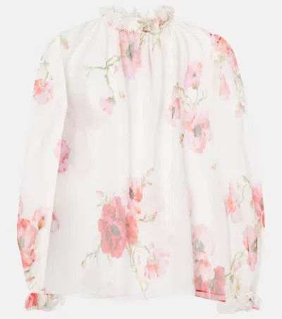 Zimmermann Lightburst Ruffled Floral-print Cotton And Silk-blend Voile Blouse In Multi