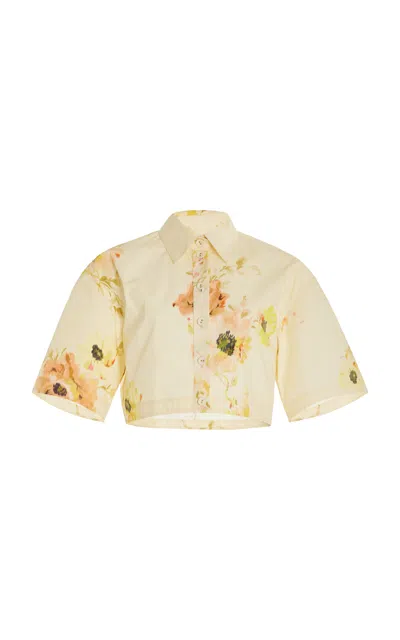 ZIMMERMANN LIGHTBURST CROPPED FLORAL COTTON SHIRT