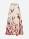 Zimmermann Lightburst Floral Cotton And Silk Maxi Skirt In Cream,red Floral