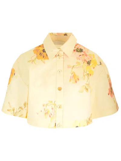 Zimmermann Lightburst Relaxed Crop Shirt In Yellow