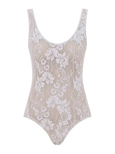 Zimmermann Lilac Lace Bodysuit In Neutral