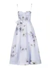 Zimmermann Womens Lilac Poppy Hypnotic Bodice Linen And Silk Midi Dress In Blue