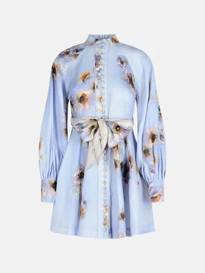 Zimmermann Lilac Linen Dress In Multi