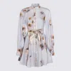 Zimmermann Womens Lilac Poppy Printed Silk-belt Buttoned Linen Mini Dress In Multi