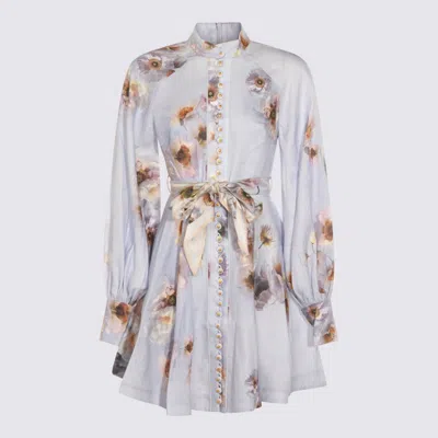 Zimmermann Lilac Linen Mini Dress In Multi