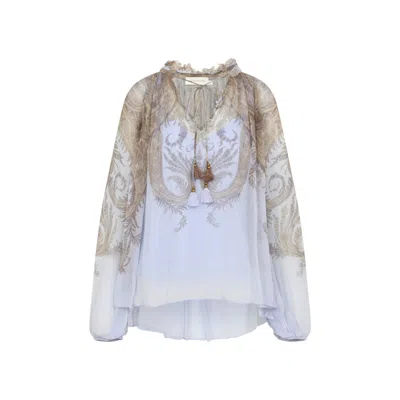 ZIMMERMANN LILAC PAISLEY HYPNOTIC BILLOW BLOUSE