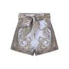 Zimmermann Womens Lilac Paisley Printed Belted Silk And Cotton Shorts In White