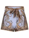 Zimmermann Womens Lilac Paisley Printed Belted Silk And Cotton Shorts In Brown