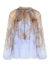 Zimmermann Blusa Hypnotic In Crepe Stampato   Donna In Blue