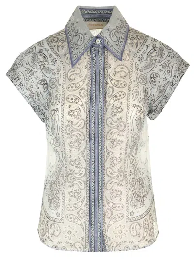 Zimmermann Linen And Silk Shirt In Blue