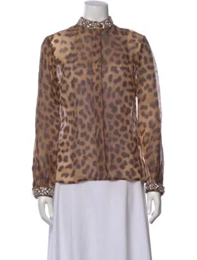 Pre-owned Zimmermann Linen Animal Print Blouse In Multi