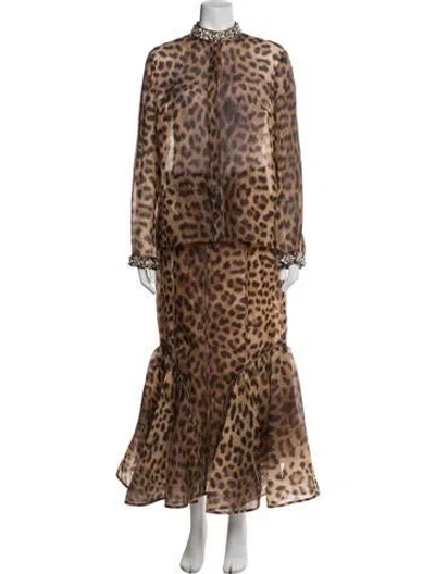 Pre-owned Zimmermann Linen Animal Print Skirt Set In Brown
