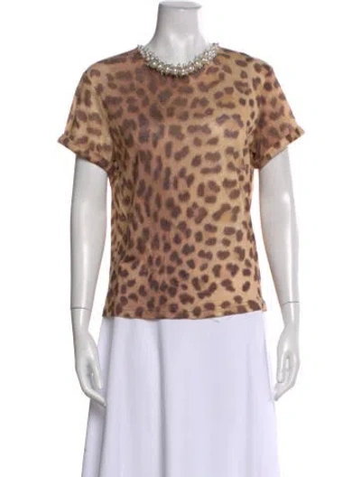 Pre-owned Zimmermann Linen Animal Print T-shirt In Multi