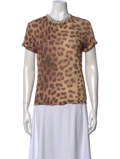 Pre-owned Zimmermann Linen Animal Print T-shirt In Multicolor