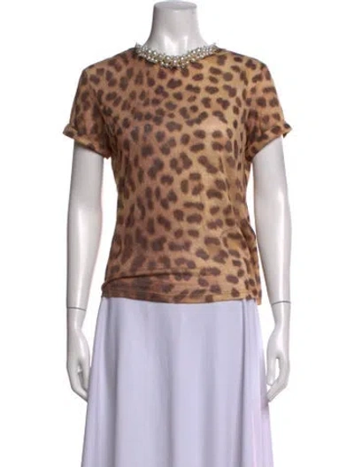 Pre-owned Zimmermann Linen Animal Print T-shirt W/ Tags In Brown