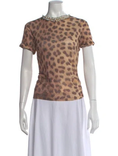Pre-owned Zimmermann Linen Animal Print T-shirt W/ Tags In Neutral