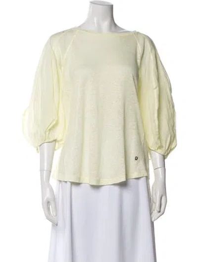 Pre-owned Zimmermann Linen Bateau Neckline Top In Yellow